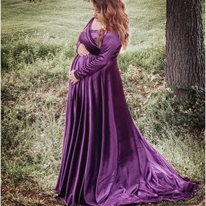 Maternity Dress Purple Velvet